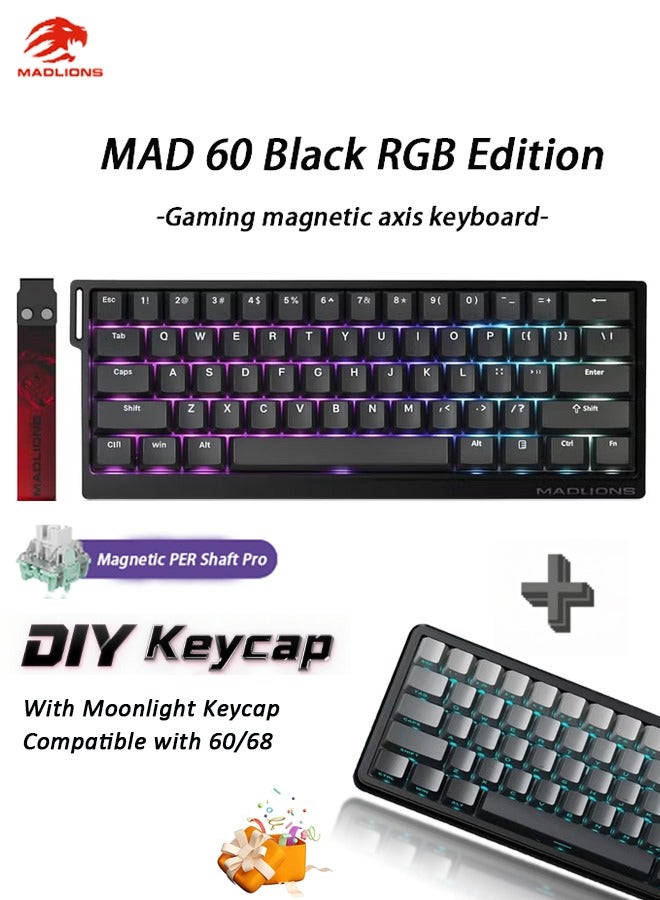 MADLIONS Mad60HE RGB Mechanical Keyboard Magnetic Switches Hot Swap Customized 8KHZ FPS Gaming Keyboard with Adjustable Actuation, 8000 Hz Polling Rate, Rapid Trigger Mode, Hall Effect Switches, for PC/Mac, Black ﻿ - Image 1